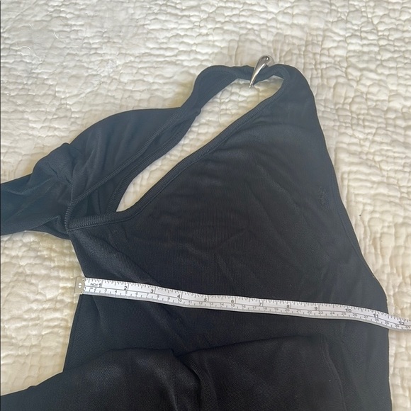 MNG mango Chic Black One sleeve Shoulder Dress asymmetrical knit maxi - Picture 9 of 12